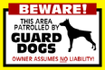 Yard Sign Template for Beware Patrolled by Guard Dogs